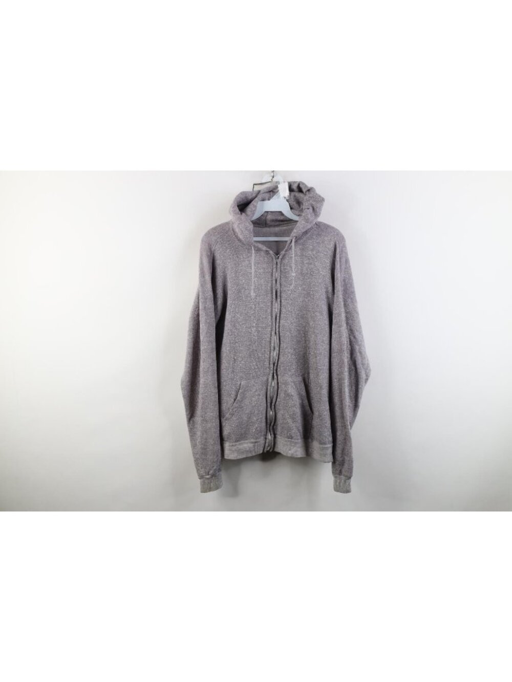 Vtg 60s 70s Streetwear Mens Large Blank Triblend Full Zip Hoodie Sweatshirt USA